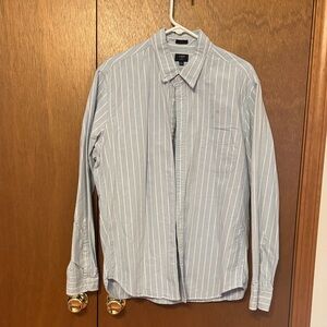 J. Crew Men's Blue and White Striped Shirt